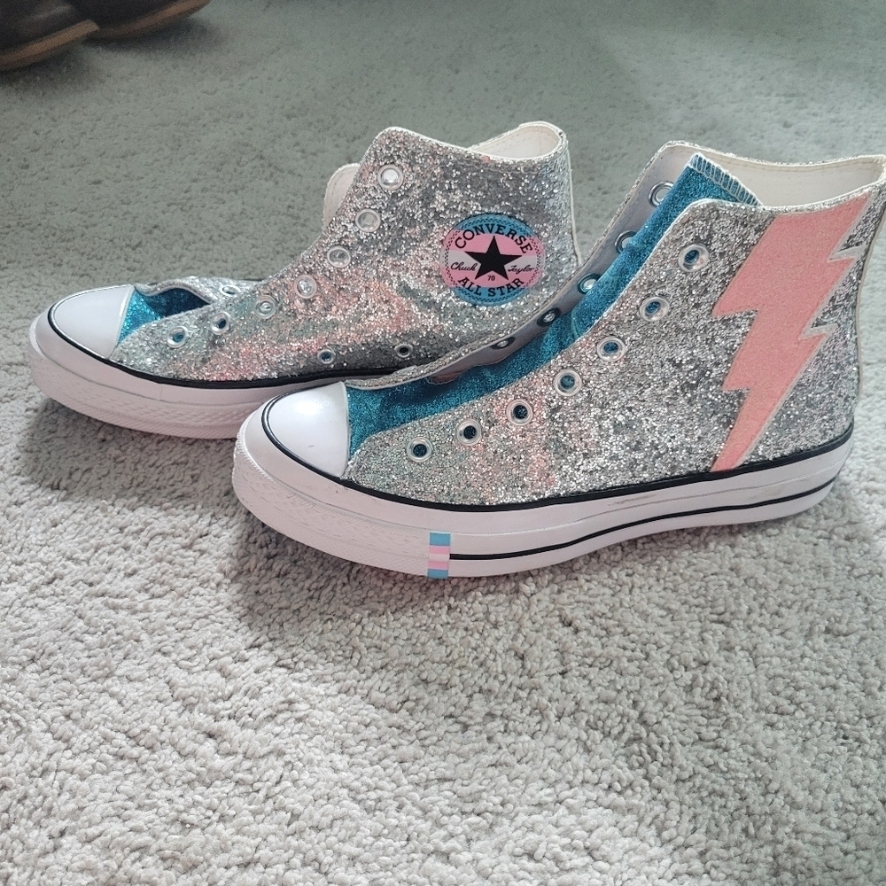 Converse Chuck 70 Hi Pride Shimmering High Top Sneakers - Size 8 Women/Men 6 - Picture 7 of 7